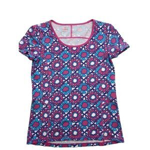 TALBOTS Active‎ Wear Blue Pink Stretch Top Small